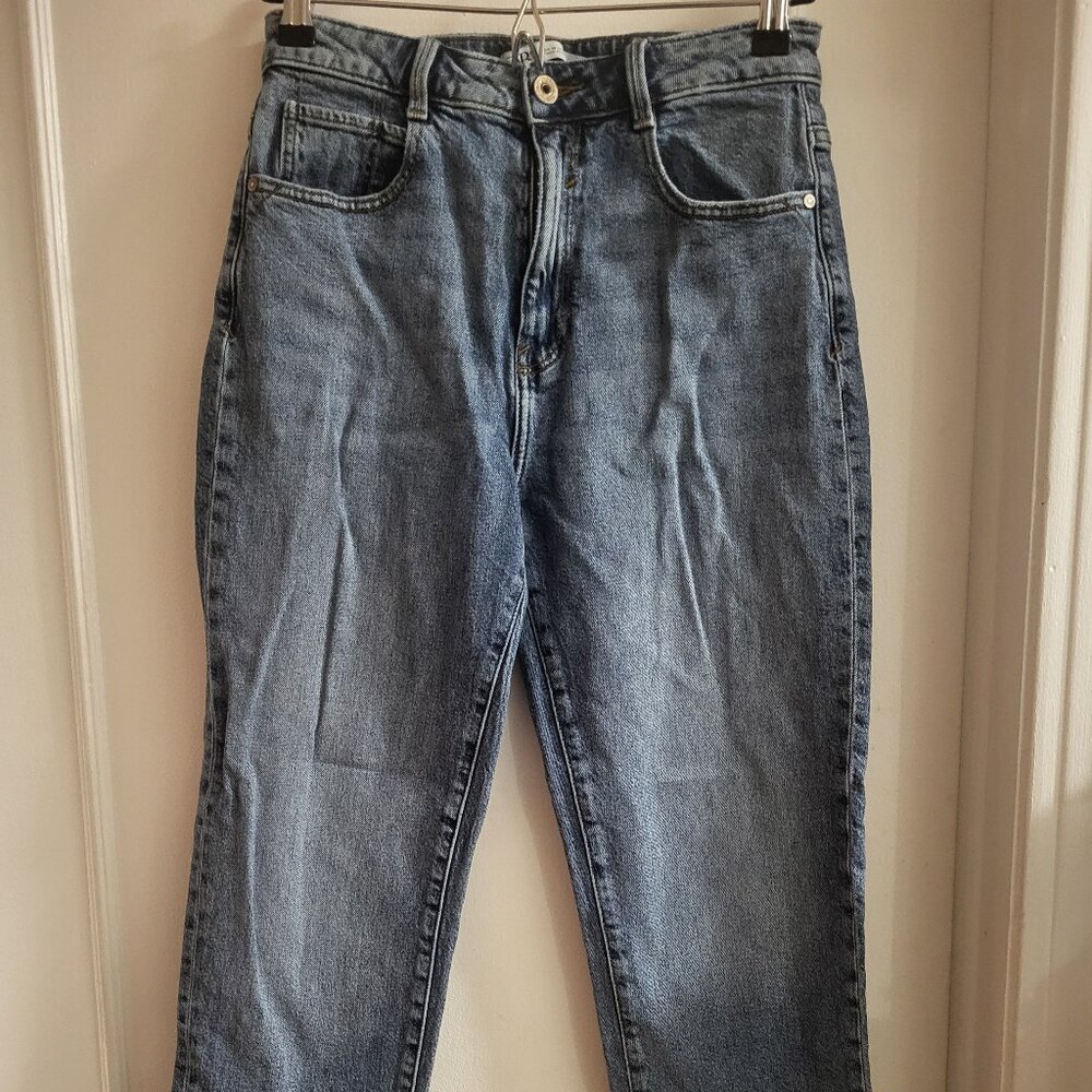 Zara Premium Distressed Straight Leg Jeans